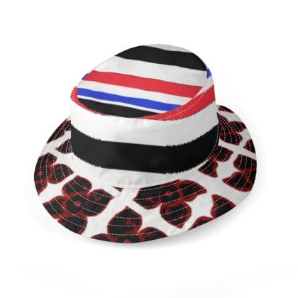 Blue, White & Black Striped Floral