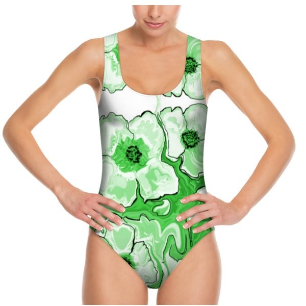 Abstract Green & White Floral