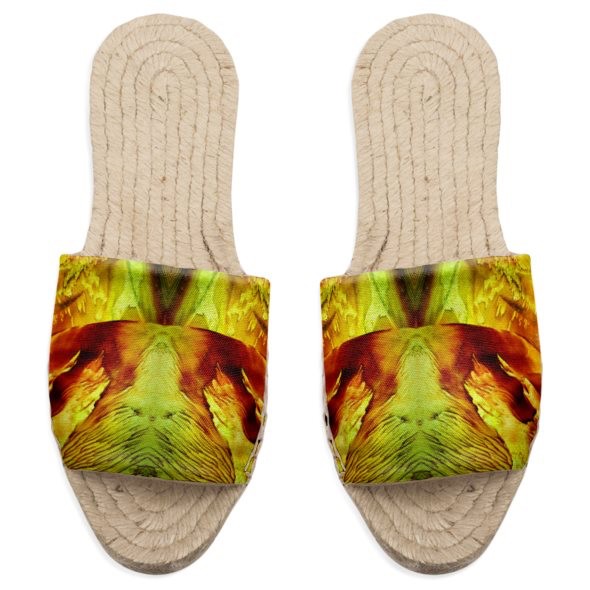 Yellow & Red Encausttic Espadrille Slides