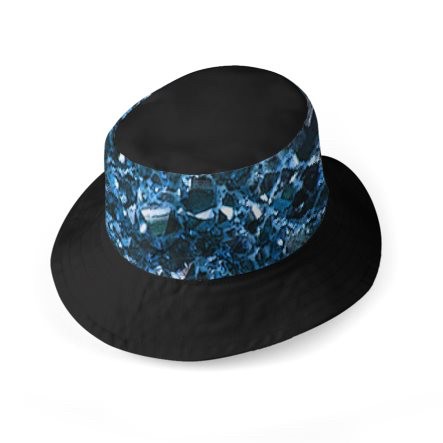 Blue Crystal Wide Brim Bucket Hat