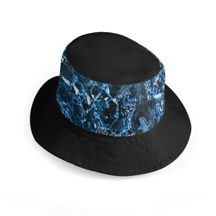 Blue Crystal Wide Brim Bucket Hat