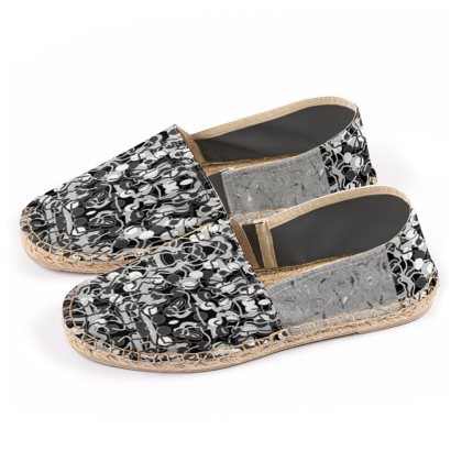 Abstract Black White & Grey Bubble Espadrilles