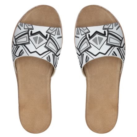 Abstract White & Black Women's Sliders