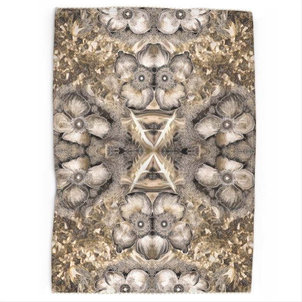 Biege & Gold XFactor Tea Towel With Wavy Edge