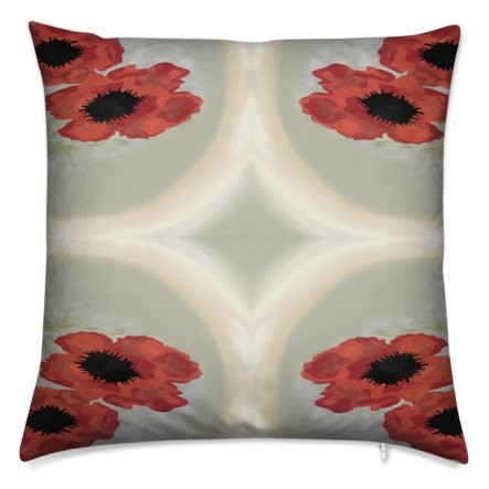 40cm Soft Poppy Rug Design Velvet Feather Cushion