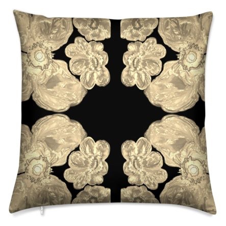 50cm Yellow Gold and Black Velvet Cushion Printed Both Sides