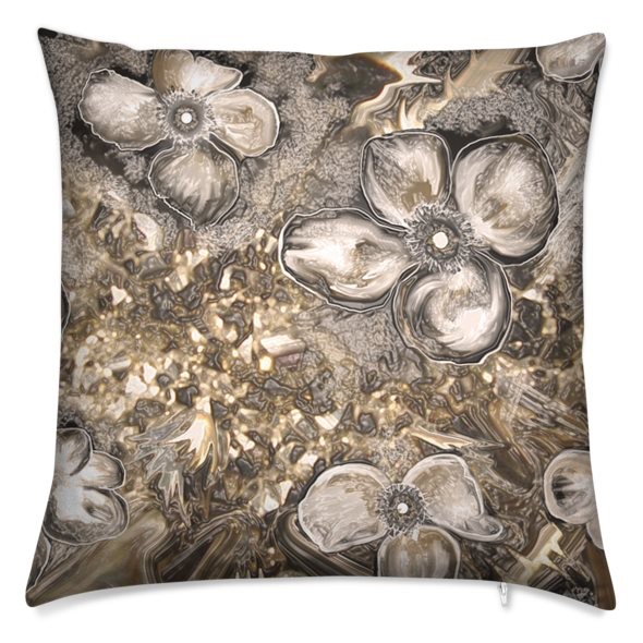 50cm Abstract Beige White & Gold X-Factor Cushion printed Both Sides