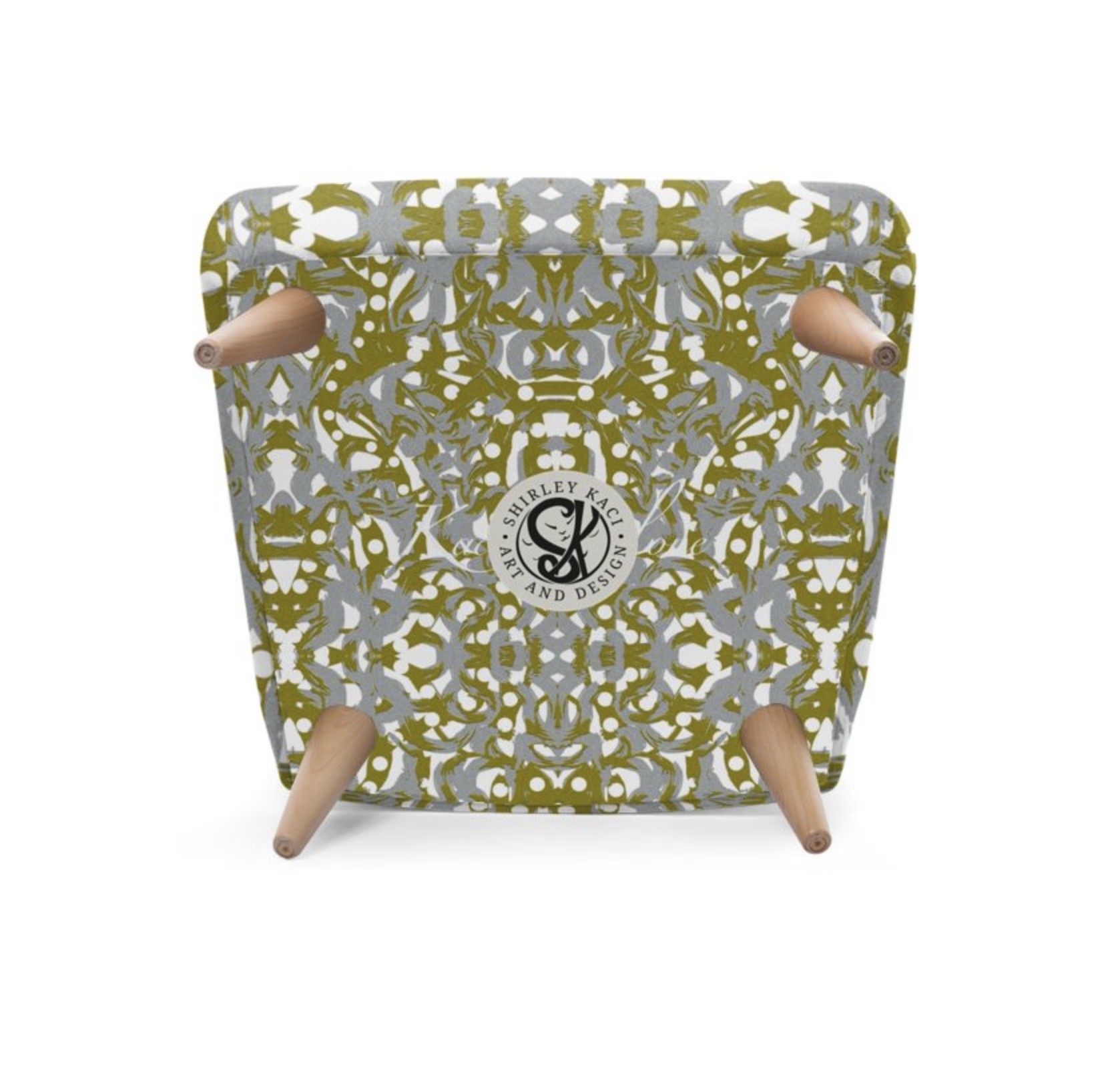 Abstract Grey Green & White