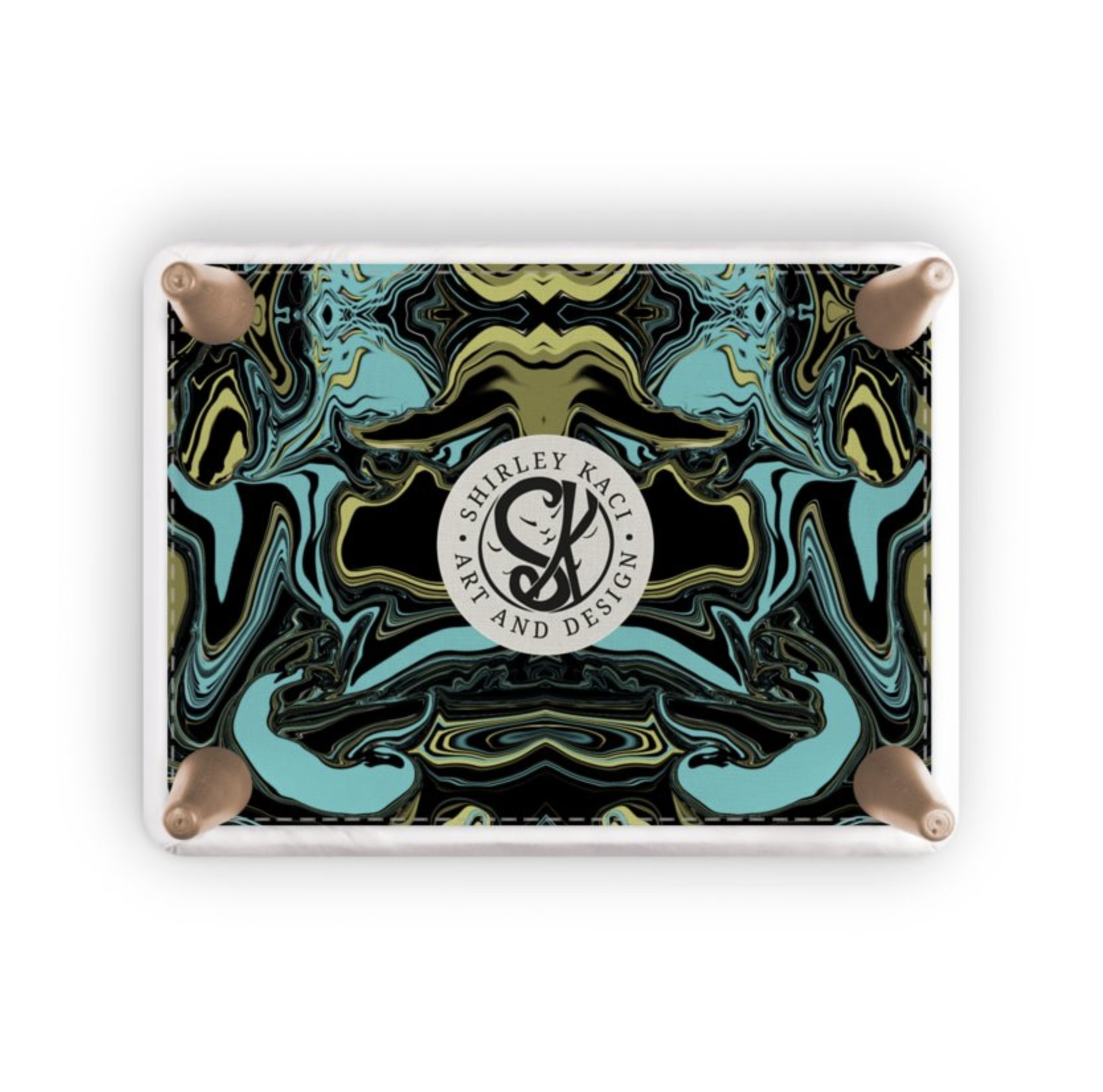 Abstract Swirl Design 2 Blue Mustard & Black