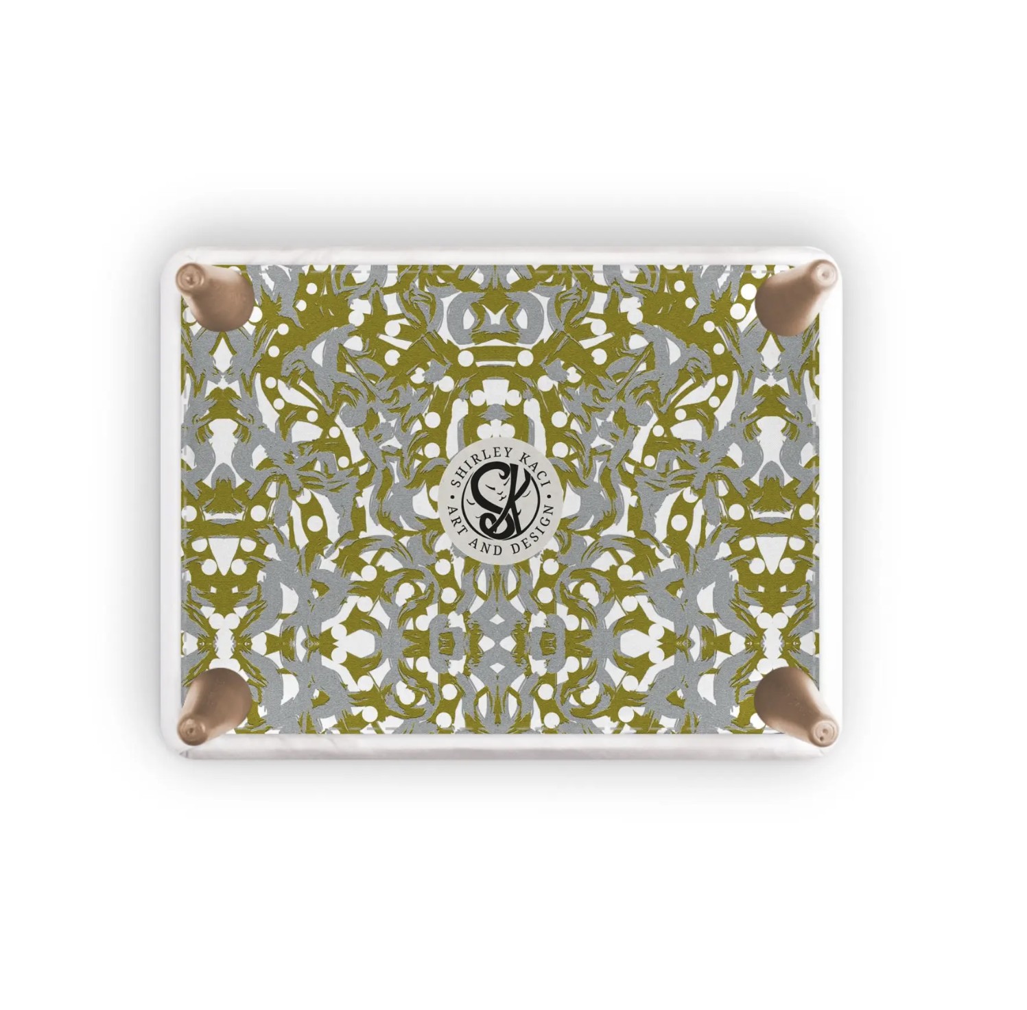 Abstract Grey Green & White