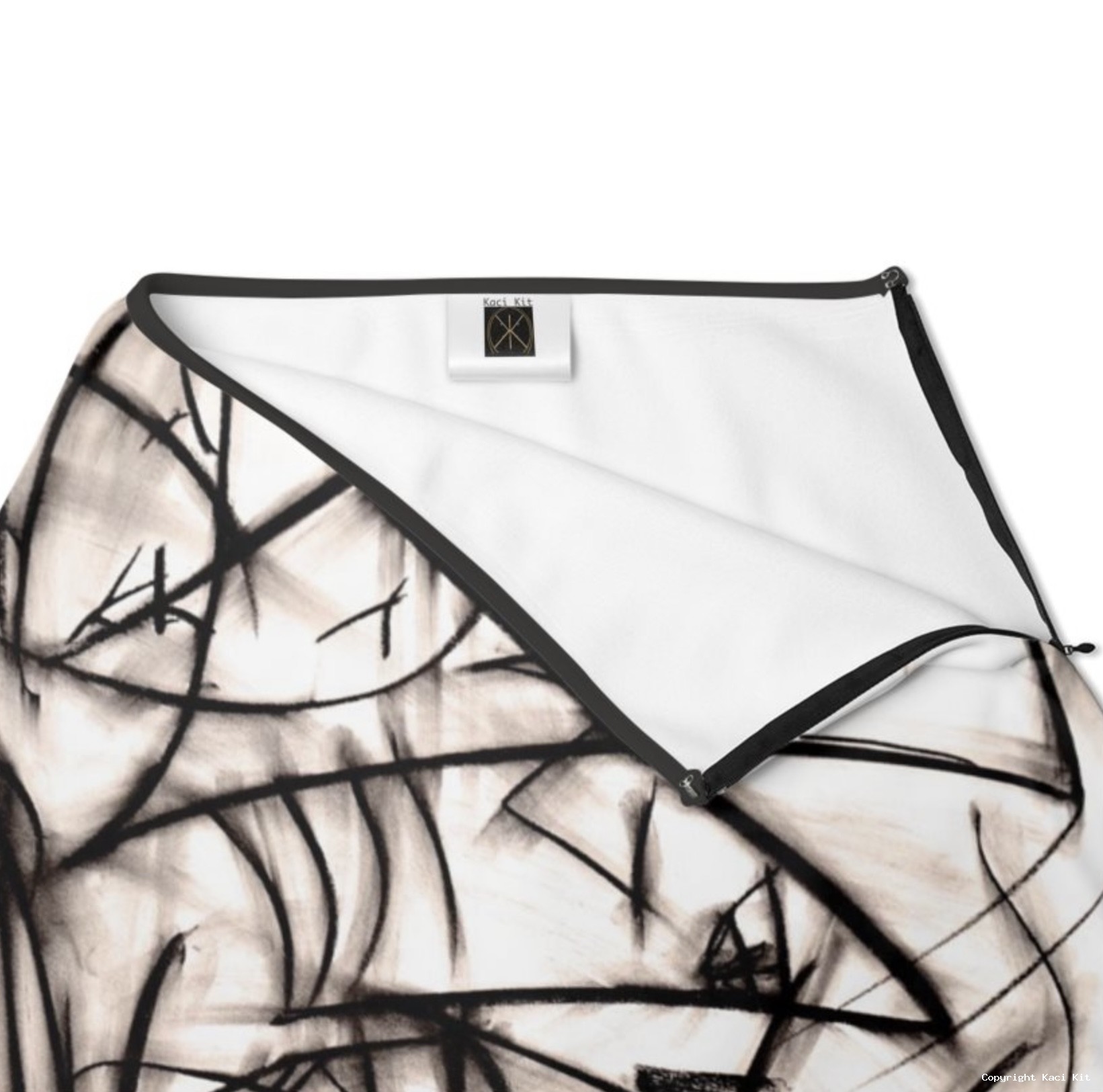 Dusky Pink & Black Abstract Short Skirt