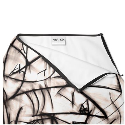Dusky Pink & Black Abstract Long Skirt