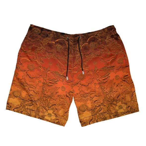 Copper Orange Floral Swimming Shorts