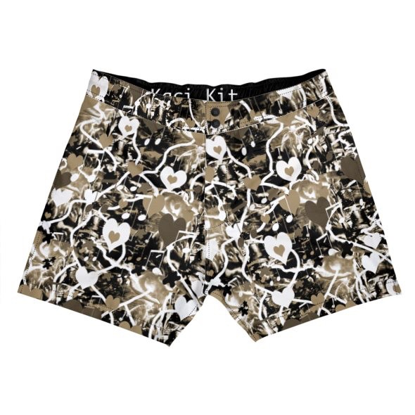 Black Brown & White I Love Music Board Shorts