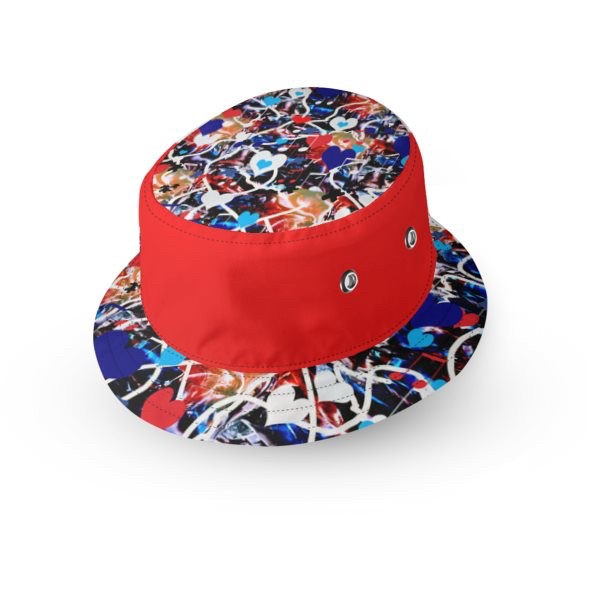 I Love Music Red And Blue Narrow Brim Bucket Hat