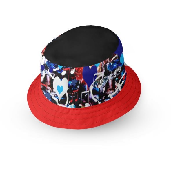I Love Music Red And Blue Narrow Brim Bucket Hat