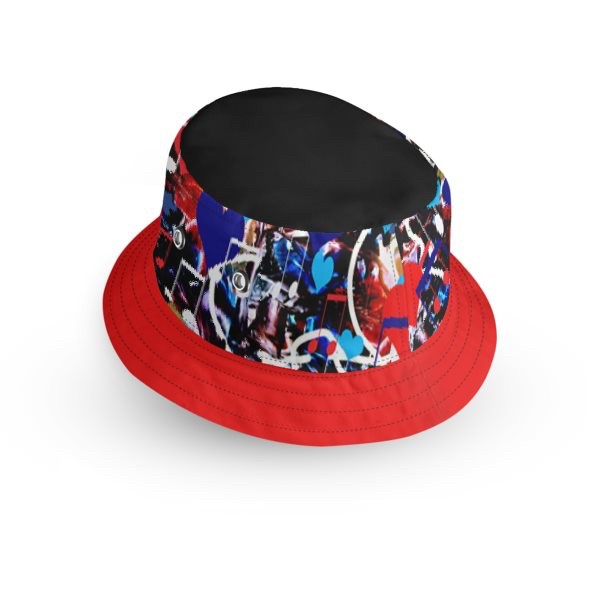 I Love Music Red And Blue Narrow Brim Bucket Hat