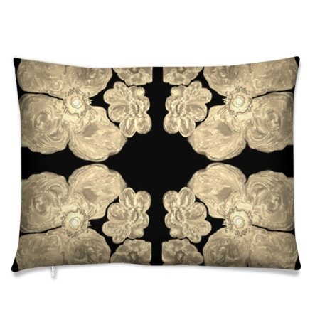 Rectangle 55x40cm Yellow Gold and Black Feather Cushion