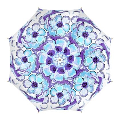 Abstract Blue Poppy Tree Umbrella