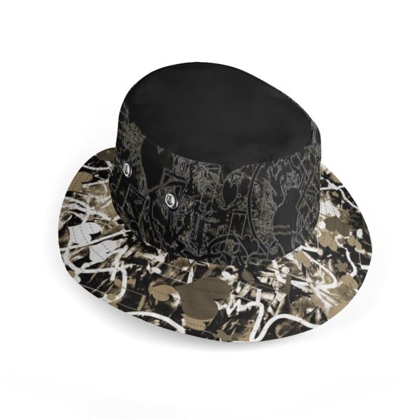 I love Music Cream And Black Wide Brim Bucket Hat
