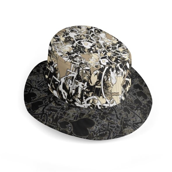 I love Music Cream And Black Wide Brim Bucket Hat