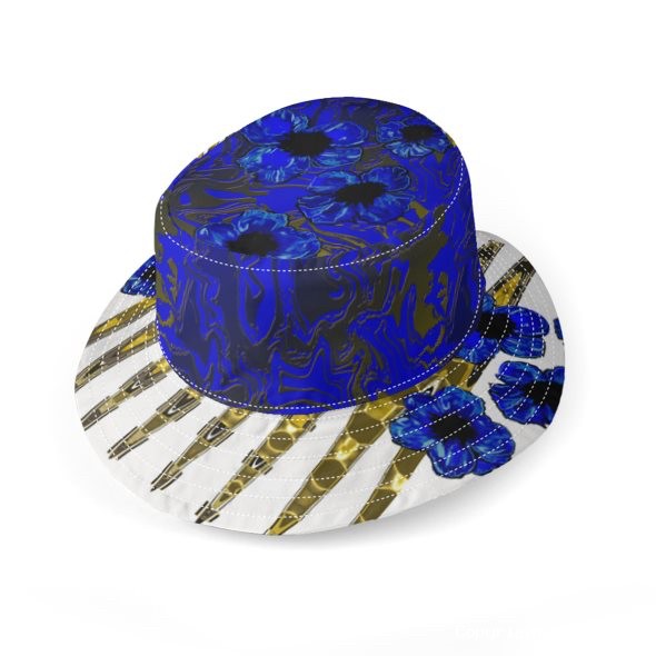Electric Blue Gold Zig Zag & Poppies