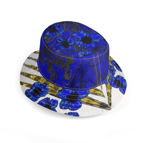 Electric Blue Gold Zig Zag & Poppies