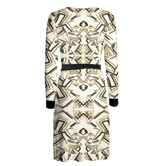 Sepia And Black Abstract Wrap Dress