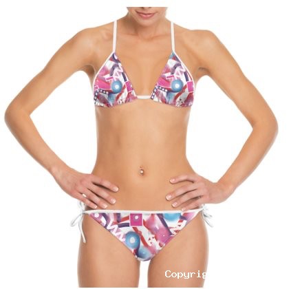 Pink & Blue Abstract Bubble Bikini