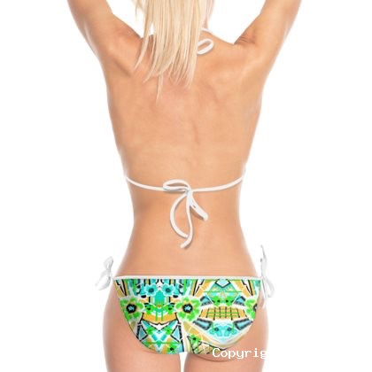 Abstract Green Yellow & Blue Bikini