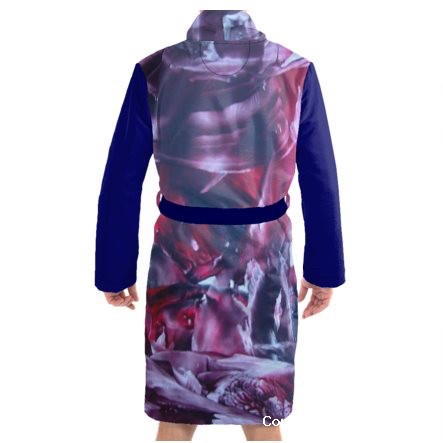 Plum Red Blue Sleeve Mens Dressing Gown