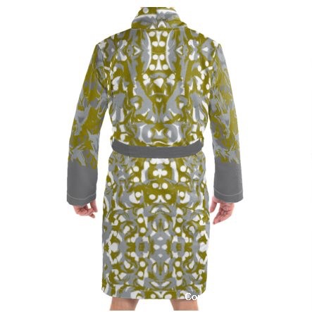 Abstract Grey and Green Mens Dressing Gown