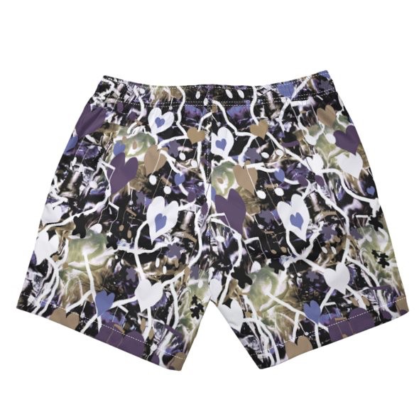 Mauve & White Hearts & Music Swimming Trunks