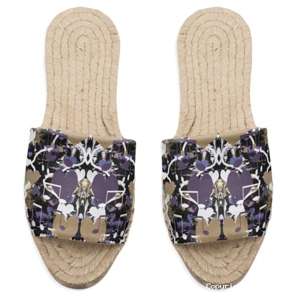 Mauve & White Hearts & Music Mens Sandal Espadrilles