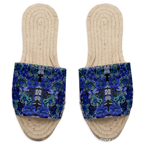 Night Time Blue Poppies Mens Sandal Espadrilles