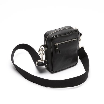 Small Black & White Striped Floral Messenger/Shoulder Bag