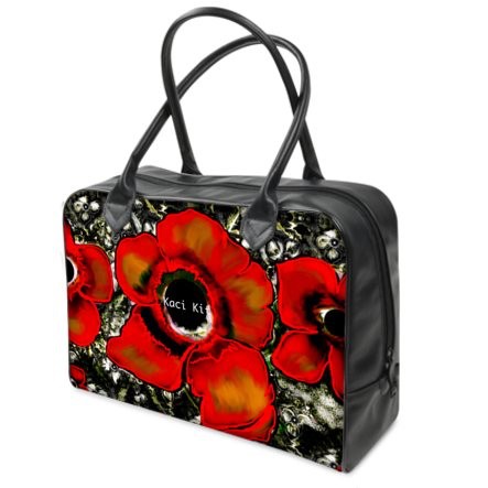 Kaci Kit Beautiful Abstract Poppy Leather Holdall