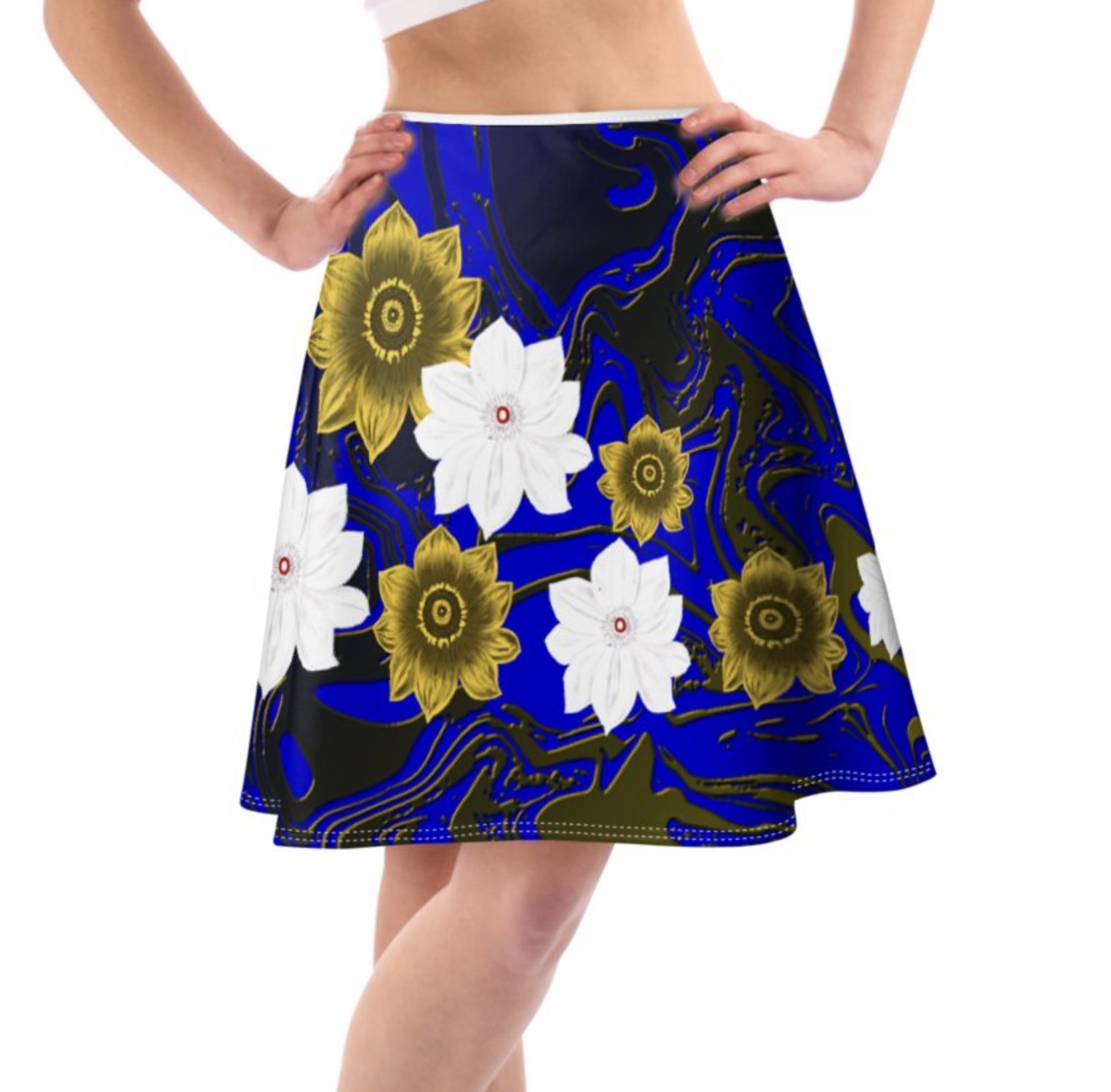 Abstract Blue Stack Of Florals