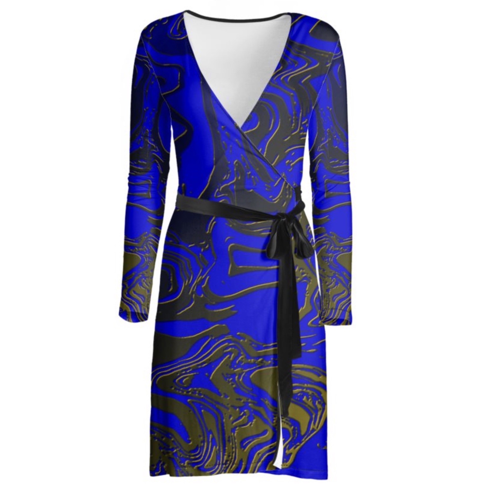 Abstract Gold Electric Blue Swirl