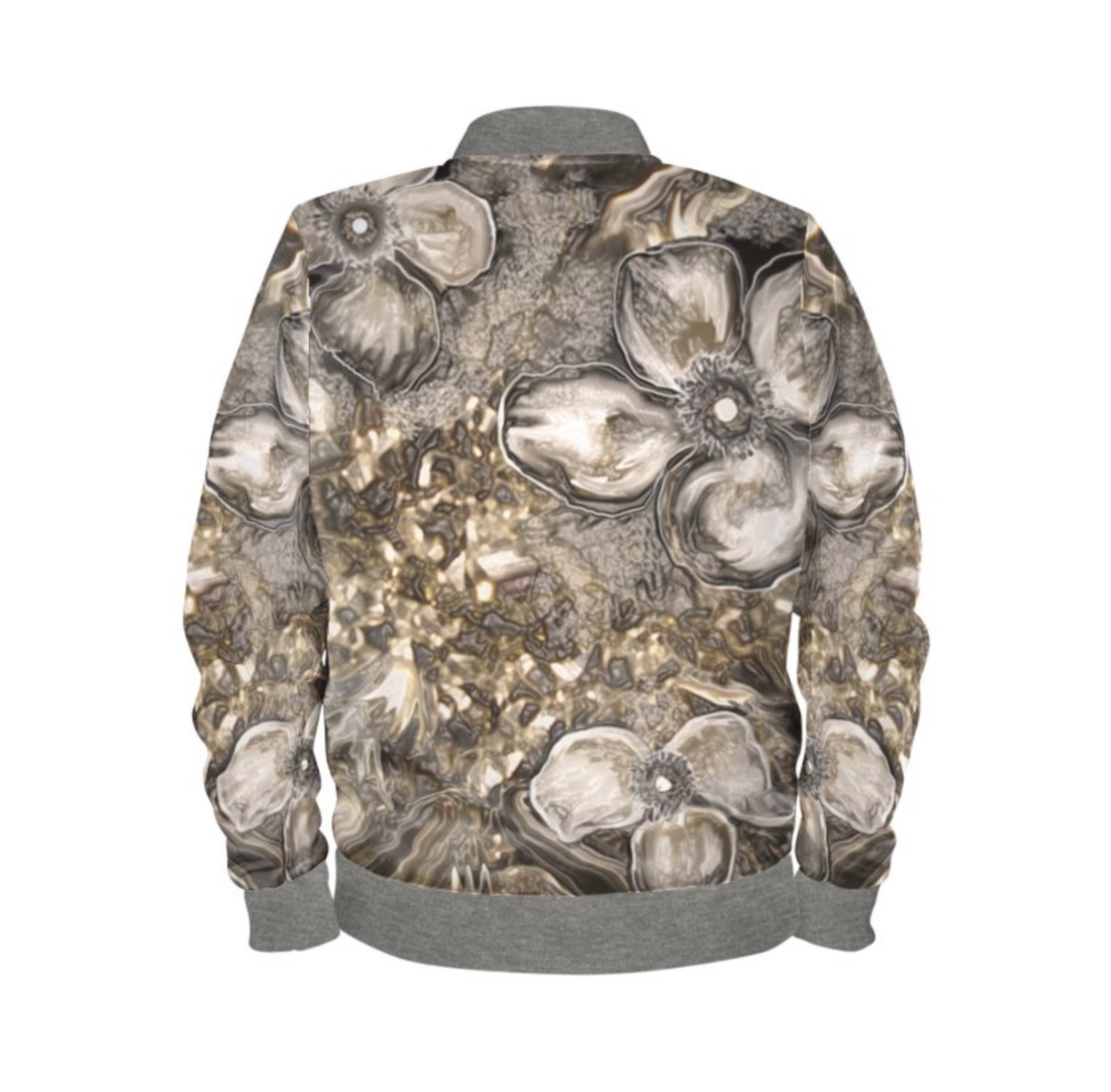 Gold Rock Crystal Floral Grey