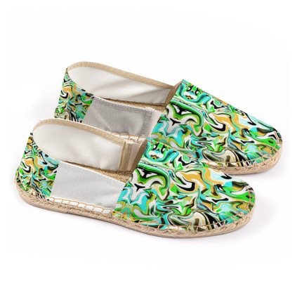 Abstract Green Yellow Blue Espadrilles