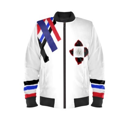 Abstract Kitty Satin Bomber Jacket