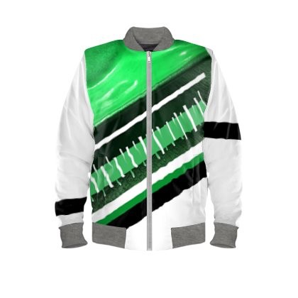 Green White & Black Striped Satin Bomber Jacket