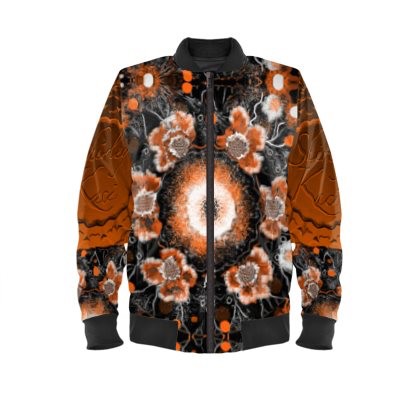 Abstract Rust & Black Floral Shirley Kaci Satin Bomber Jacket