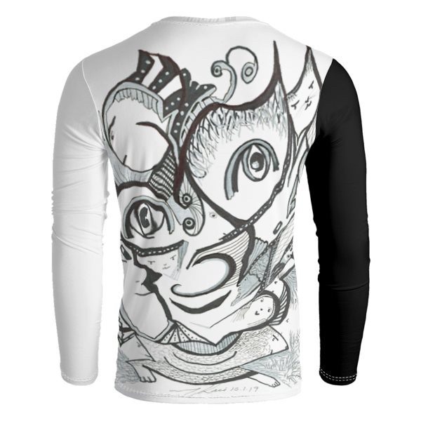 Smiley Black & White V-Neck Long Sleeve T-Shirt