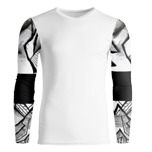 White Constructing Shirl Long Sleeve Black Band T-Shirt