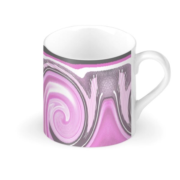 Pink & Grey Swirl Large Bone China Mug