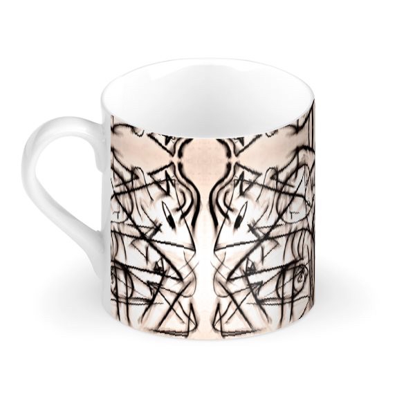 Pink & Black Doodle Large Bone China Mug