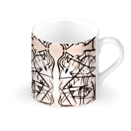 Pink & Black Doodle Large Bone China Mug
