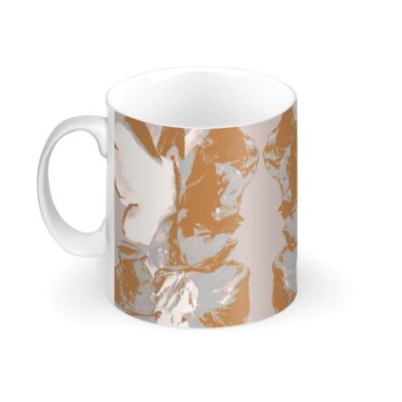 Abstract Grey Rust & White Medium Bone China Mug